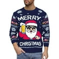 thumbnail image 4 of KHONTS Christmas Sweater for Men Funny Snowflake Santa Hilarious Xmas Claus Soft Pullover Long Sleeve Knitted Sweaters Navy L, 4 of 4