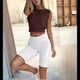 thumbnail image 5 of Camiseta Deportiva Corta para Mujer, , Sin Mangas, para Yoga, Correr, Gimnasio, Algodón, Marrón, XL, 5 of 7