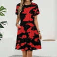 thumbnail image 2 of Red And Black Paint Splatter Short Sleeve Dress Women Summer Evening Dresses Ladies Sundress, 2 of 7