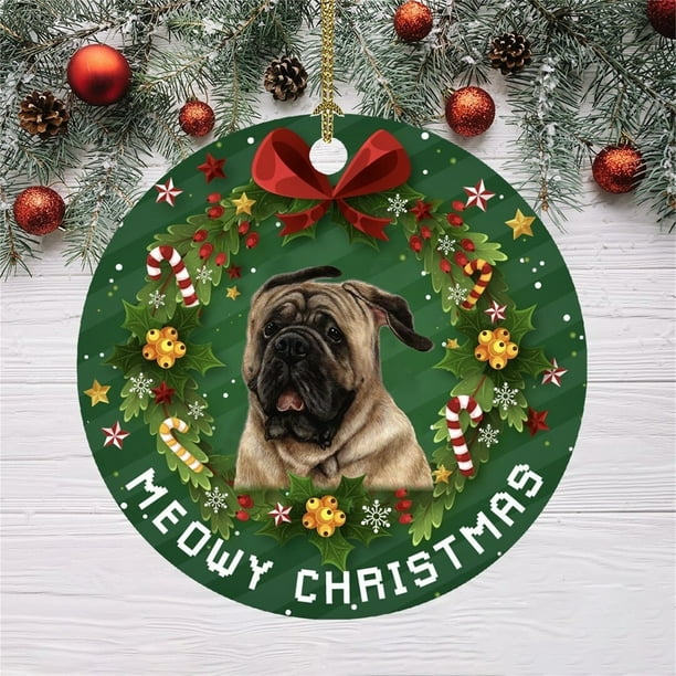 Fiudx Colgante Navideño de Perro, Divertido Adorno para Árbol de Navidad, Impresión Por Sublimación de Alta Temperatura, Decoración Multiescena, Ideal para Regalar, Juego de 2, 8 Cm de Diámetro