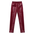 thumbnail image 3 of YONGHS Toddler Girls Faux Leather Pants Leggings Tights Winter Warm Thick Fleece Trousers Burgundy 9-10, 3 of 4