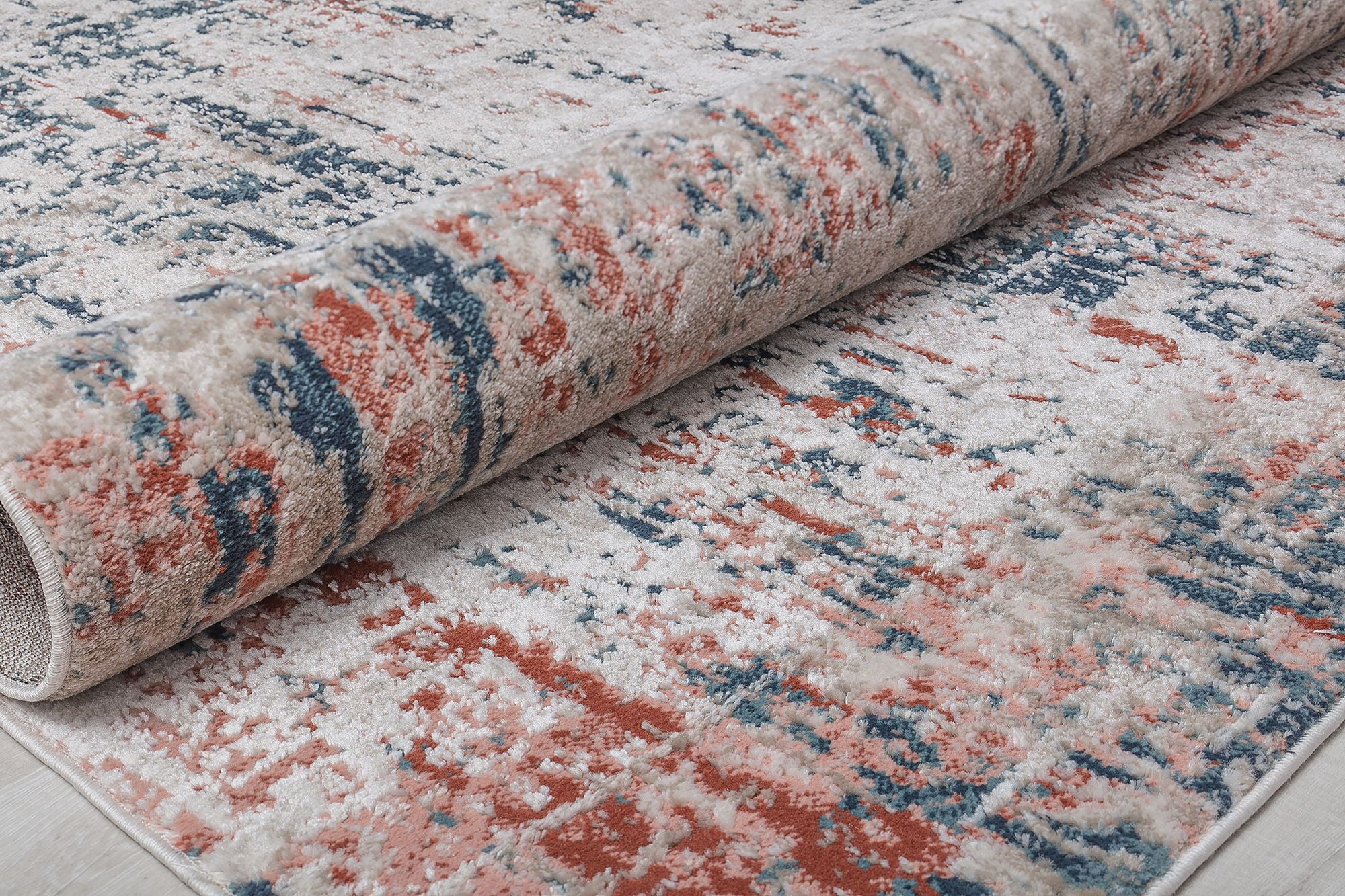 Cora CL65A Blue Mist Transitional Vintage Rust Area Rug, 2'6" x 8'