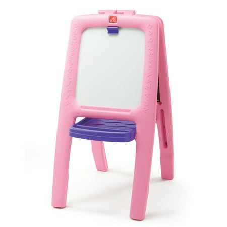 Step2 Easel for Two, Pink chalk and white board with 77 Piece Art (Best Kids Art Easel)