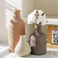 thumbnail image 4 of Ceramic Vase Set of 3, Vases Home Decor, Decorative Vases for Table, Boho Flower Vase Modern Neutral Vases for Room Decor, Table, Mantel,Entryway Living Room Kitchen Bedroom Bathroom - Brown, 4 of 8