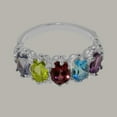thumbnail image 6 of LBG British Made 10k White Gold Natural Multi Gemstone Womens Eternity Ring - 33 size options - Size 7.25, 6 of 8