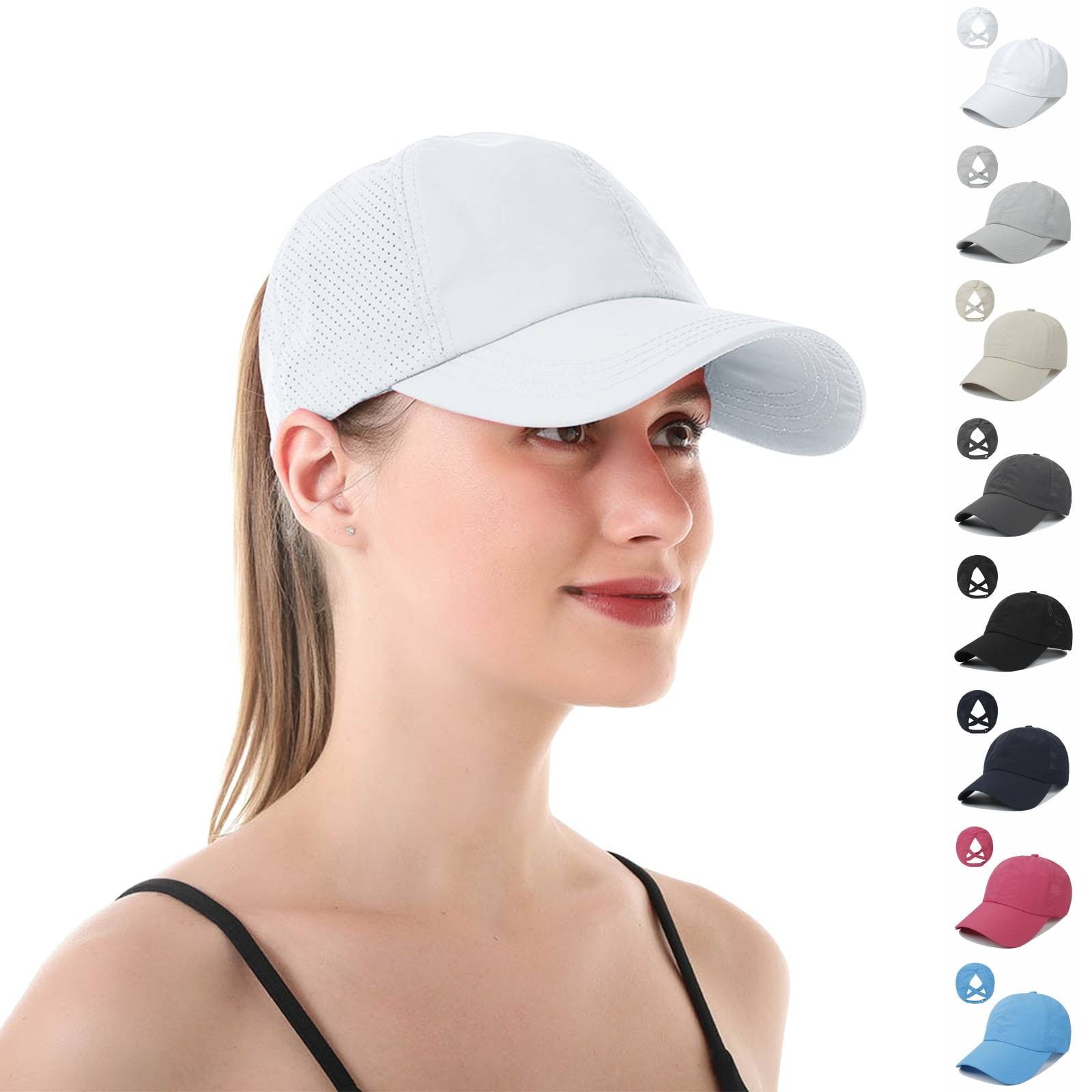 HomelyJoy Adjustable Khaki Ponytail Cap Lightweight Mesh Baseball Hat for Women Moisture Wicking Sport Hat for Running Hiking and Daily Wear