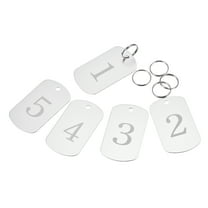 Metal Key Tag, 1-5 Number Tag, ID Tag with Ring 2x1.2inch Silver Rectangle Blank for Decoration, Pack of 5