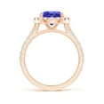 thumbnail image 2 of Angara Natural 2.9 Ct. Tanzanite with Diamond Halo Ring in 14K Rose Gold for Women (Ring Size: 3), 2 of 9