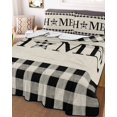 thumbnail image 3 of Quilts Full Size Bedding Set, HOME Lightweight Quilted Comforter, Farmhouse White Black Checkered Country Vintage Plaid Soft Reversible Bedspread Coverlet with Pillow Covers for All Season, 78" x 90", 3 of 7