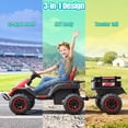 thumbnail image 6 of VIBESPARK 24V Ride on Tractor with Remote Control, 3 in 1 Ride on Car, Ride on Toy for Kids with Trailer, 6 Wheel Kids Electric Car w/ Bluetooth, MP3, Music, Red, 6 of 10
