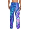 thumbnail image 3 of Picia Swirl Blue And Purple Mens Soft Woven Cotton Elastic Waistband Sleep Pajama Pant Lounge Sleep Pant With Pockets And Drawstring-Small, 3 of 9