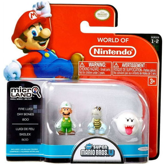 Fire Luigi, Dry Bones, Boo Mini Figure 3-Pack Micro Land Series 2