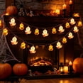 thumbnail image 4 of Ghost & Double Pumpkin String Lights, Warm White LED Decorative Light Strings, Battery Operated Waterproof Lights, Cute Halloween Ambient Lighting for Outdoor Party Home Yard Decor (59in 10 Lights), 4 of 6