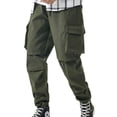thumbnail image 2 of SWSMCLT Men's Cargo Pants Drawstring Ankle Elastic Waist Casual Closed Bottom Relaxed Loose Fit Baggy Joggers Pants Fashion Work Utility Pockets 75Army Green Large, 2 of 4