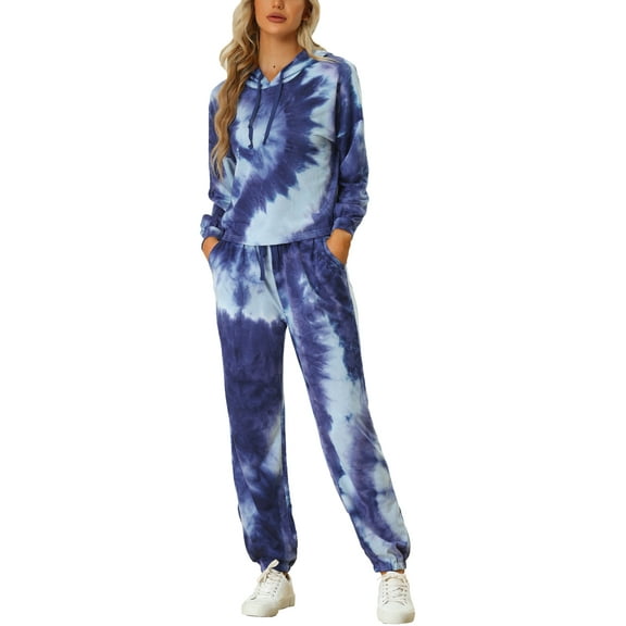 MODA NOVA Junior's 2 Piece Sweatsuits Tie Dye Pullover Hoodie Drawstring Jogging Tracksuit Sports Outfit