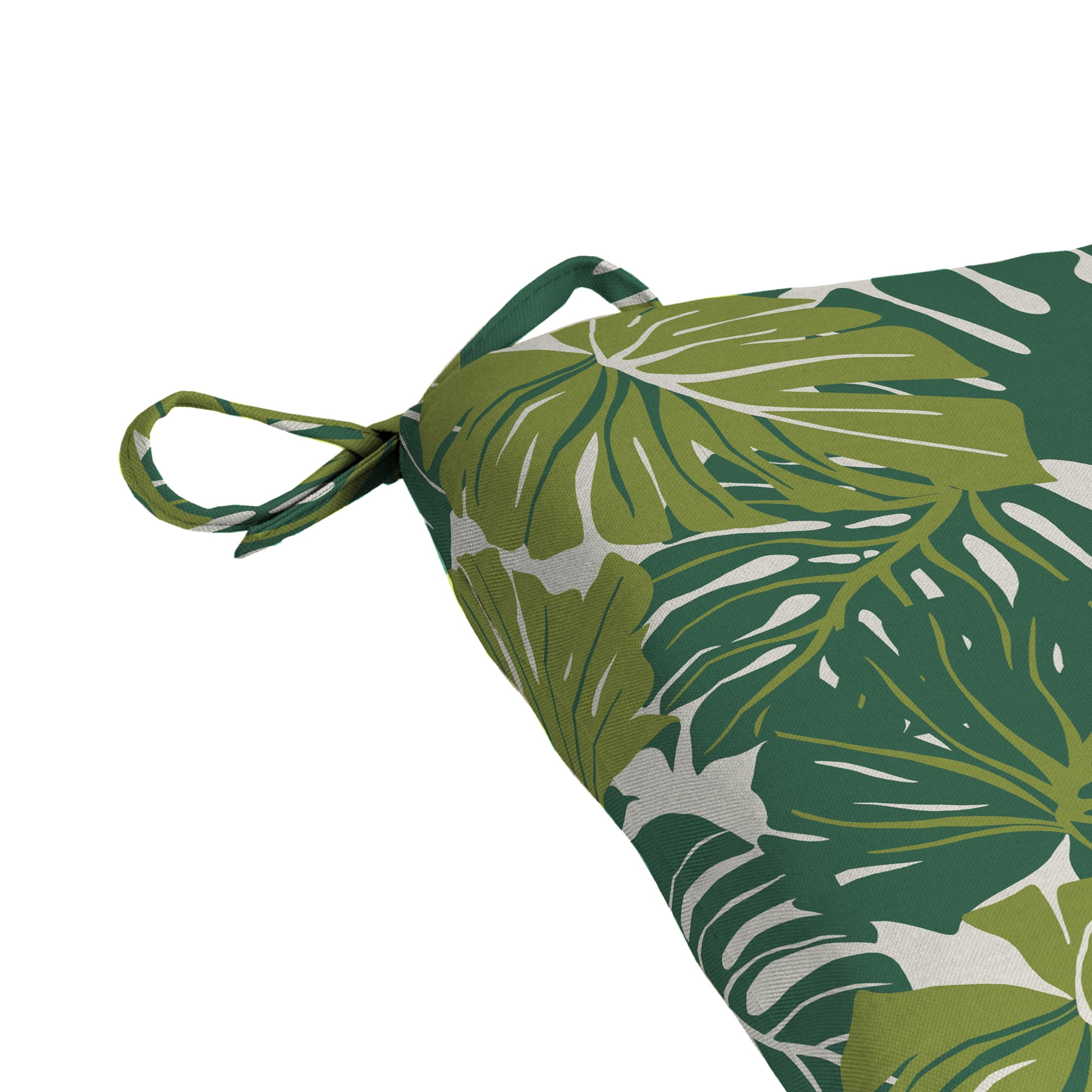Mainstays Green Leaf Rectangle Outdoor Seat Pad, 17 in W x 15.5 in D x 2.5 in H, 1 Pack
