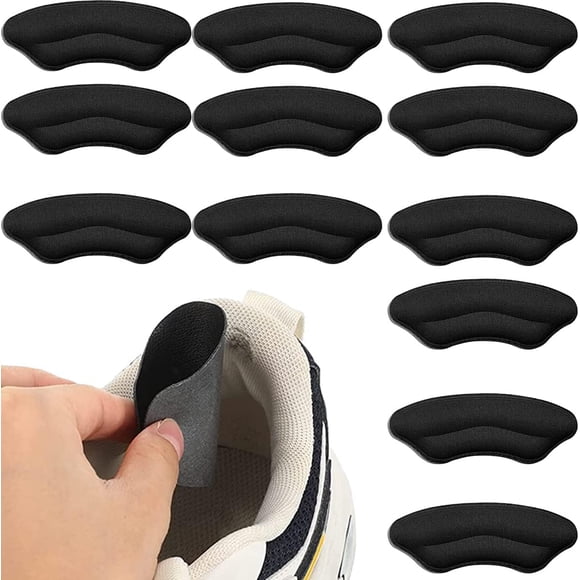6 Paires d'Agrippes de Talon Chaussures Trop Grandes Coussinet de Talon en Éponge avec Dos Adhésif Fort Protecteurs d'Ampoules de Talon Inserts de Remplissage de Talon Auto-Adhésifs Noir Coussinets de Talon Souples pour Hommes Femmes Dames et Chaussures pour Enfants