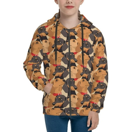 

Hoodies for Women Dog pattern Long Sleeve Sweatshirt Drawstring Zip Up Hoodie with Pockets Teen Girl Clothes