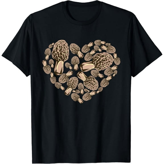 Morel Mushroom Hunter | Morel Love Heart Shrooming Gift T-Shirt