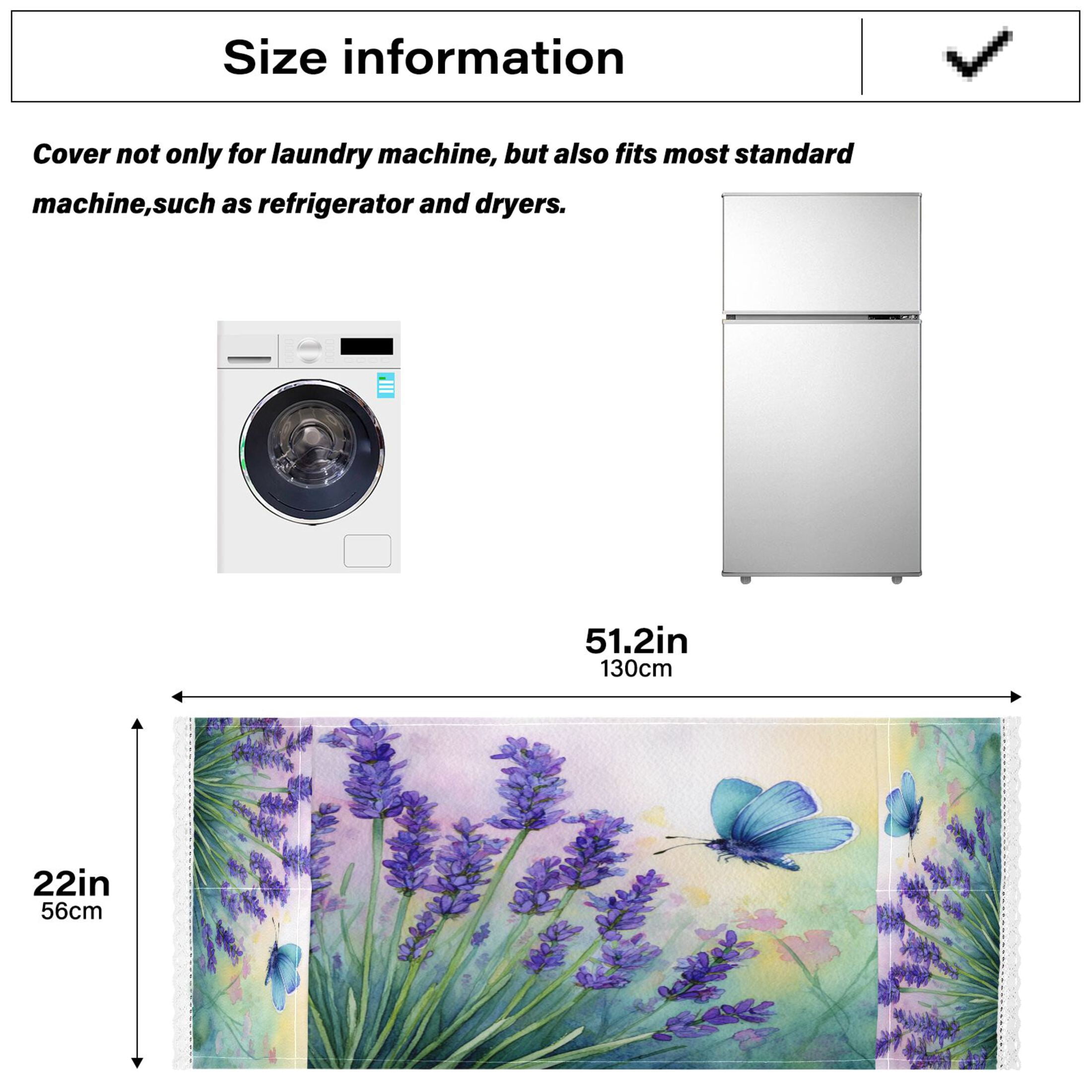 Wobogo Elegant Lavender Butterfly Washing Machine Cover Dustproof Washer Dryer Cover Waterproof Laundry Room Decorative Protector