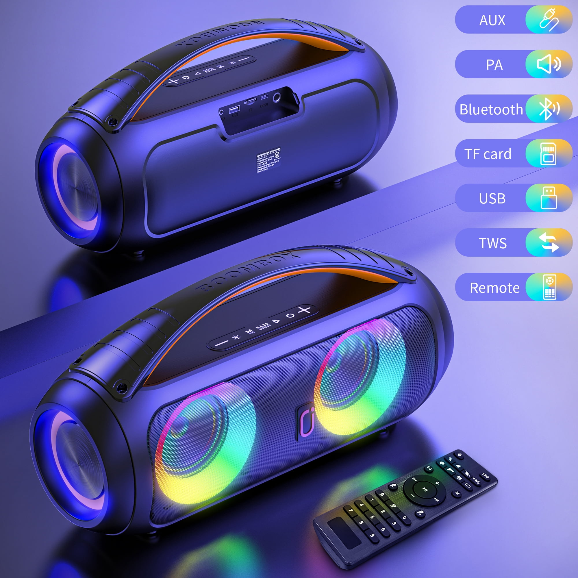 JAUYXIAN Karaoke Machine with 2 Microphones for Aldult, Waterproof Wireless Speaker with DJ Lights, Portable Bluetooth Speaker with 40W Power Dual Subwoofer for Pool Beach Party