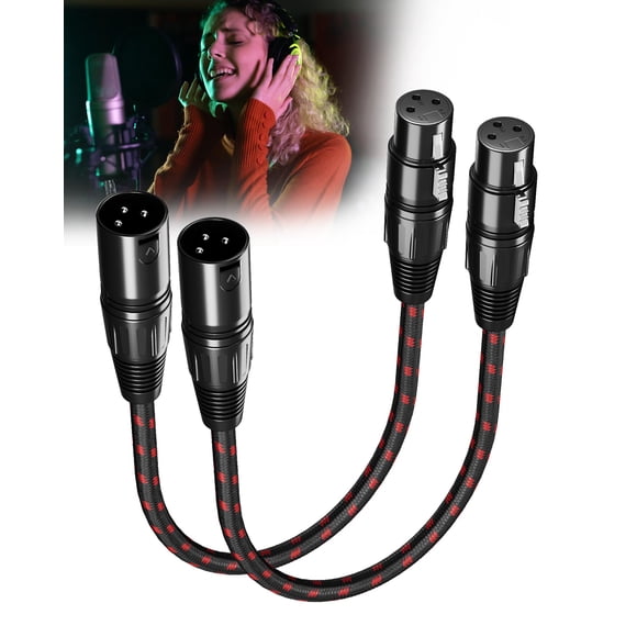 Cable de micrófono XLR GLANICS corto de 30 cm, macho a hembra, paquete de 2