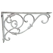 Floating Wall Shelf Bracket Ornate Vine Distressed White Cast Iron Large 13.5" Deep by Flag Emotes
