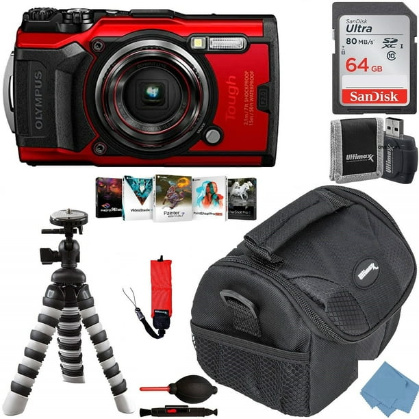 Olympus Tough TG6 Waterproof Camera (RED) Adventure One Stop Bundle