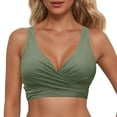 thumbnail image 3 of MNCEKFOD Tankini Swimsuits for Women Underwire Full Coverage Bikini Top Push Up Bathing Suit Tops with Lace Up Swimwear Army Green L, 3 of 5
