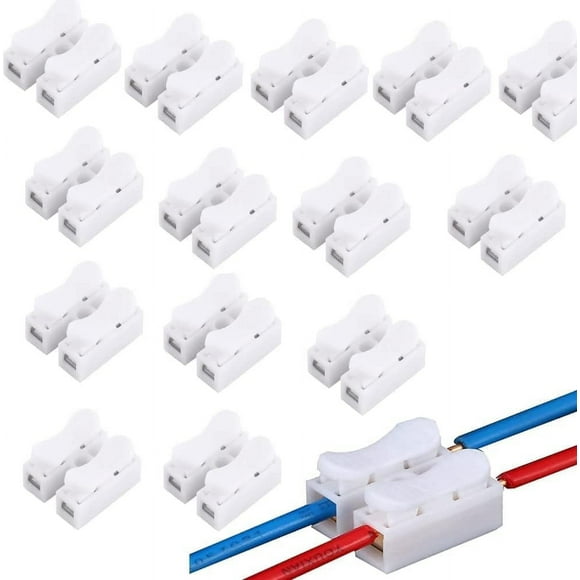 ORUYROP 100pcs Quick Connector Spring Wire Connector, Spring Wire Connectors, 2P CH-2 Quick Connector Terminal Block Cable Clamp Wiring Terminal Block Spring Connector Wire Push Type Wire Cla
