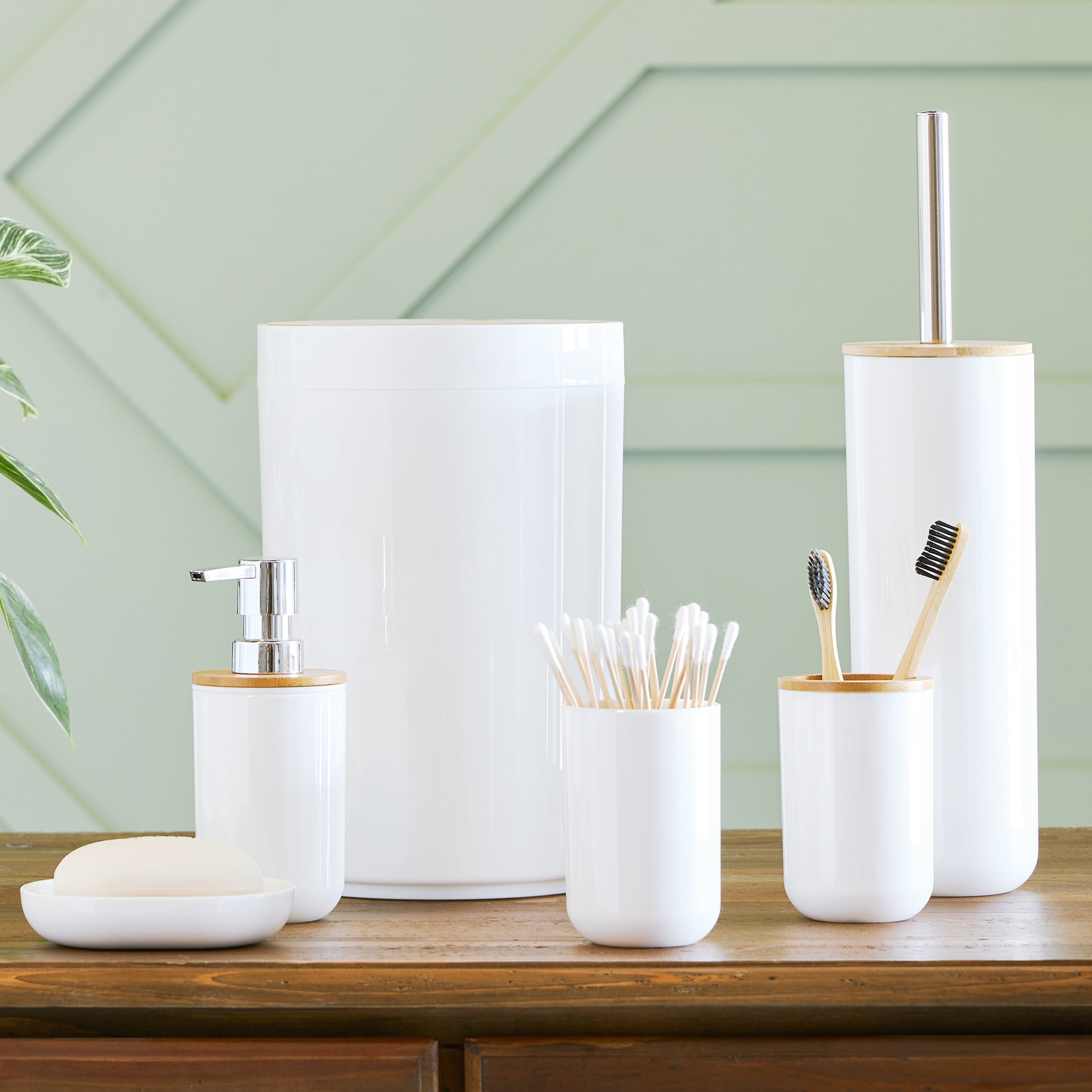 Home-Complete 6-Piece Complete Bathroom Accessories Set (White)