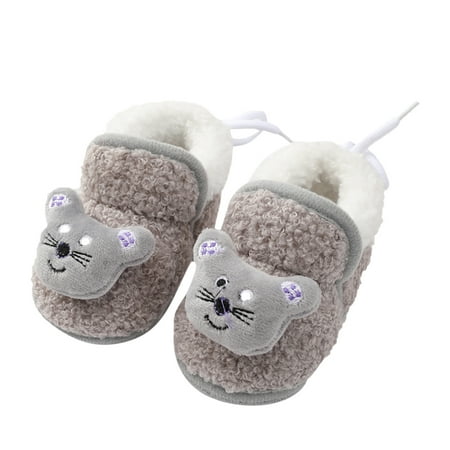

TOWED22 Toddler Slippers Girl Baby Girls Boys Warm Shoe Soft Booties Snow Comfortable Boots Toddler Warming And Fashion Grey