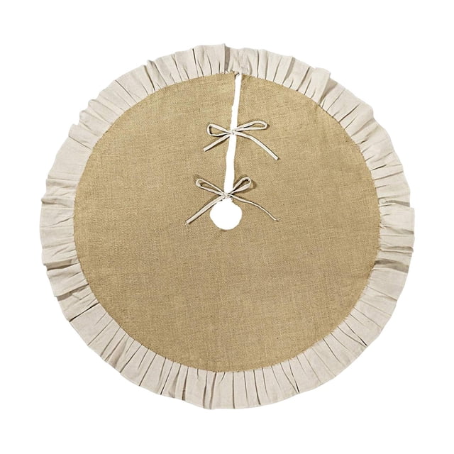 Falda para árbol de Navidad de lino y arpillera, decoración de , funda grande para la base del árbol, ideal para la decoración del hogar y fe 90 cm
