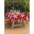 thumbnail image 2 of Outdoor Tablecloth with Umbrella Hole and Zipper, Christmas Red Rectangle Table Cloth 60x102 Inch Waterproof Tablecloth, Winter Snowflakes Xmas New Year Picnic Table Cover for Patio Camping, 2 of 7