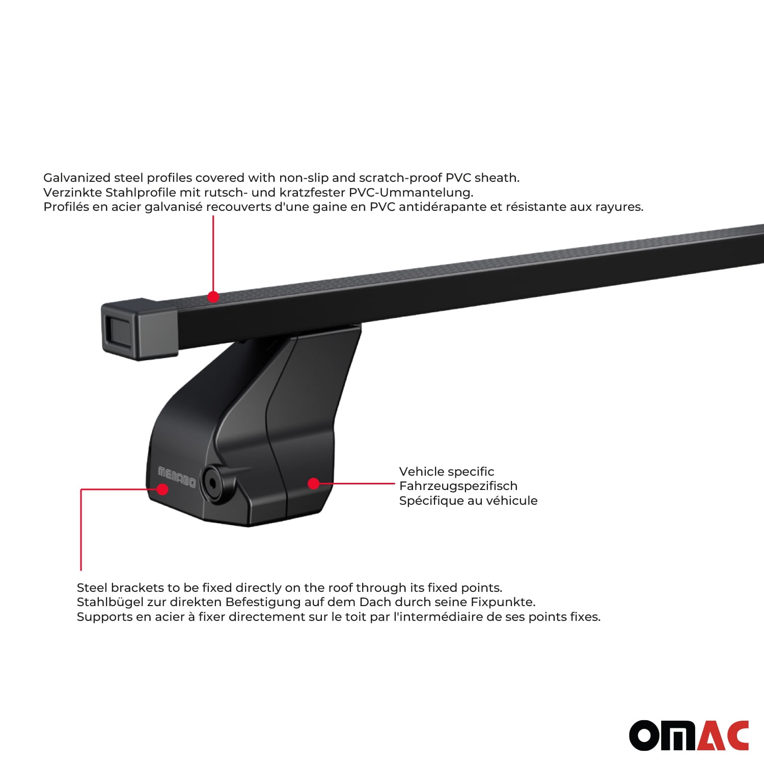 Fix Point Roof Racks for Mercedes C Class W204 Sedan 2010-2014 Steel Black