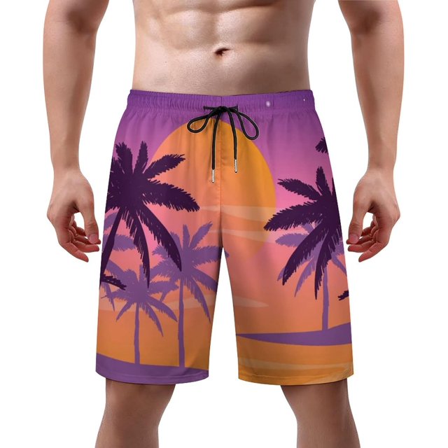 NICKSUN Men's Swim Trunks, Cute Print Quick Dry Summer Board Beach Shorts with Mesh Lining and Pockets