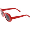 thumbnail image 3 of Large Retro Mod Oval Sunglasses Thick Frame Wide Arms Neutral Colored Lens 53mm (Red / Smoke), 3 of 4