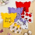 thumbnail image 2 of Gubotare Girls Outfit Sets Kids Baby Girl Love Print T-shirt Tops Shorts 2PCS Outfits Toddler Summer Girls Clothing Set (Yellow,Size 12-18 Months), 2 of 9