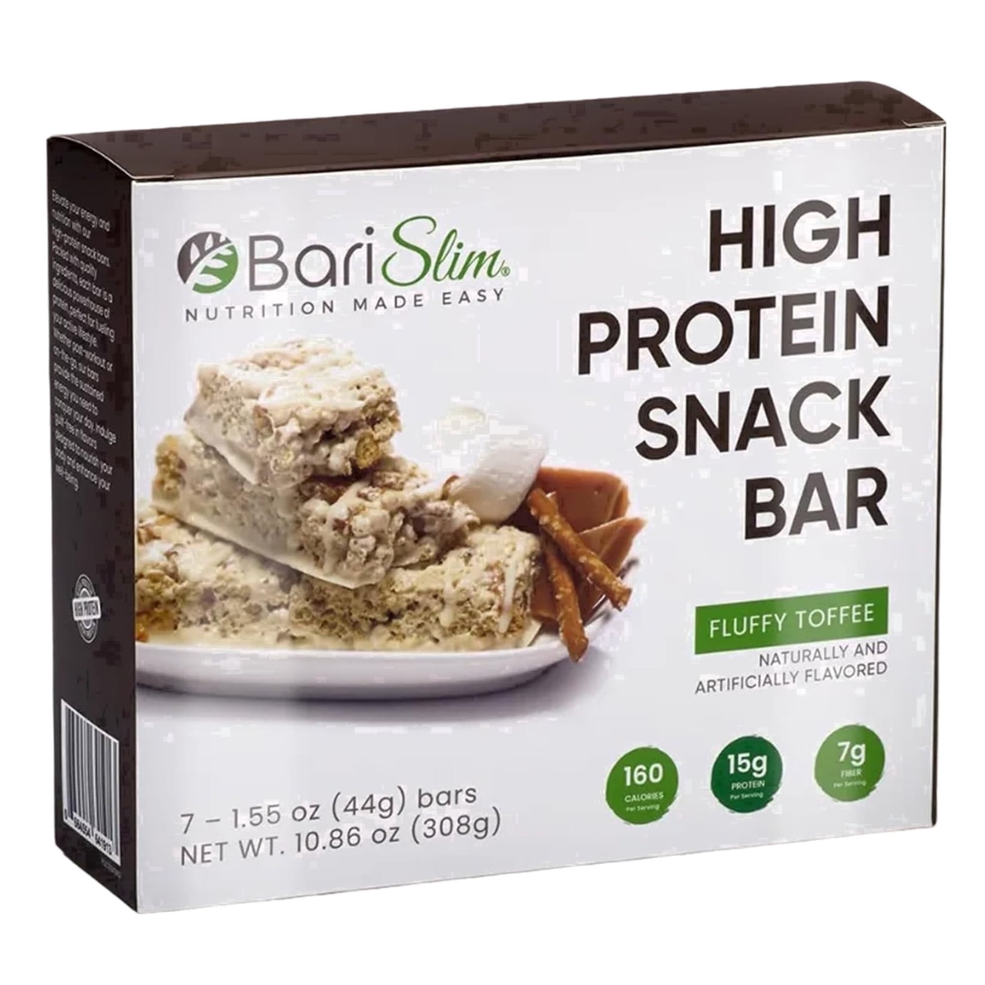 BariSlim High Protein Snack Bar for Energy & Nutritional Support, Salted Toffee Pretzel Flavor, 7 Bars, 10.86 Oz, Adults