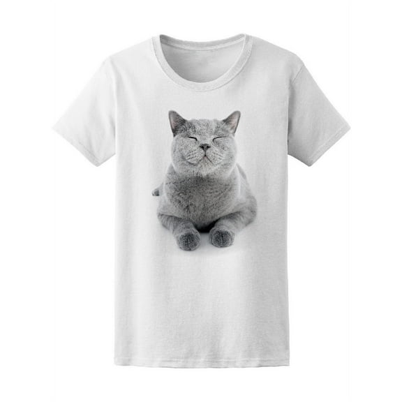 Happy British Shorthair Cat T-Shirt Women -Image by Shutterstock, Female Medium