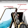 thumbnail image 2 of for Samsung Galaxy S22 Case with Magnetic Ring Holder [Compatible with Magsafe] [Built-in Camera Lens Protector] Glitter Electroplated Gold Sides Shockproof Case for Galaxy S22 Black, 2 of 11
