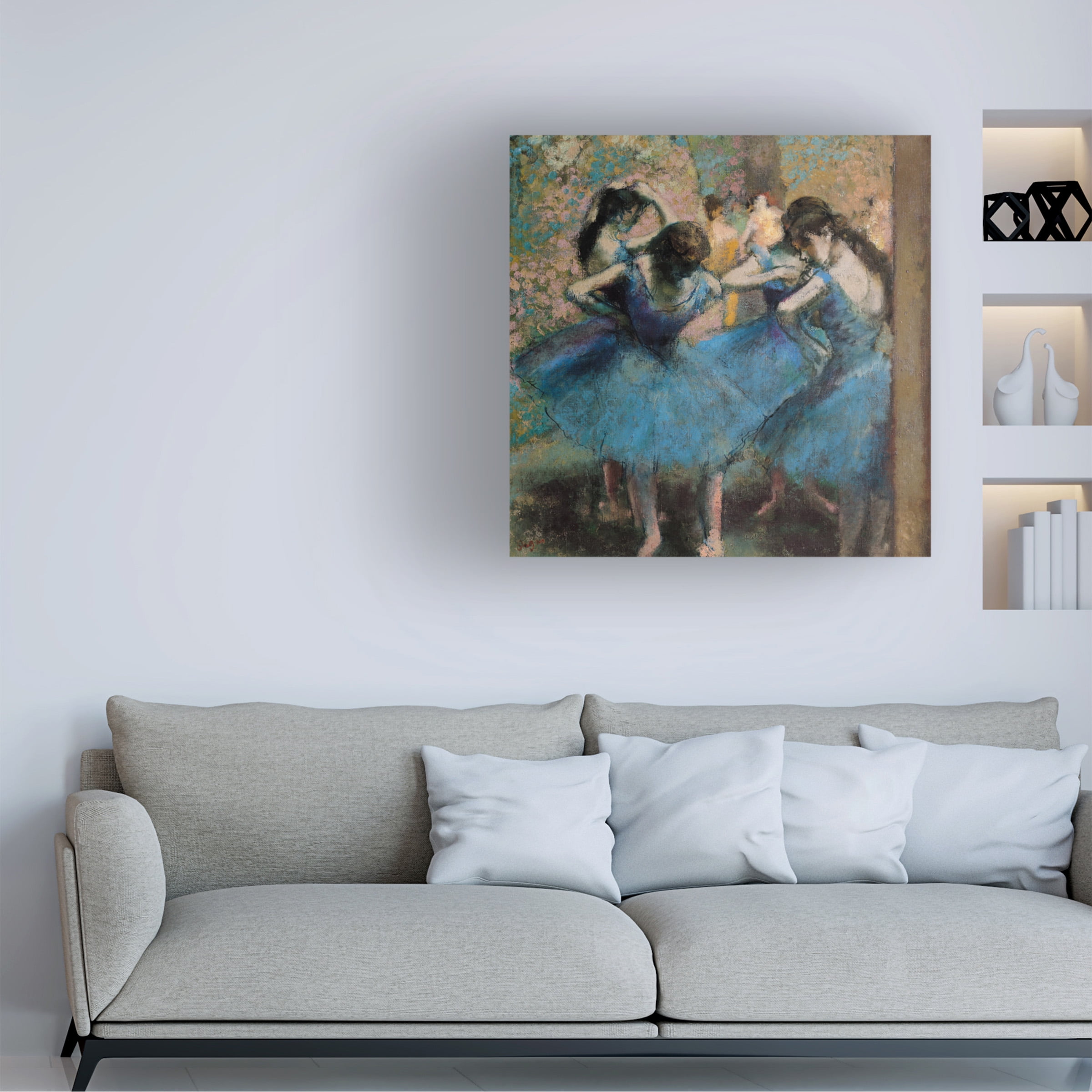 Trademark Fine Art Edgar Degas Dancers in Blue 1890 Canvas Wall Art - 18x18