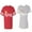 Men Red / Women Heather, variant on King & Queen Color Unisex Couple Matching Cotton Jersey style T-Shirt Contrasting stripes on sleeves (Men Red / Women Black) (Men S / Women S)