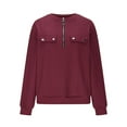 thumbnail image 4 of Antinious Womens Half Zip Cropped Pullover Solid Twisted Long Sleeve Casual Tops,Winter Sweatshirt for Women,Going Out Tops for Women,Wine,M, 4 of 5