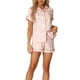 thumbnail image 1 of Conjuntos de pijama de satén para mujer INSPIRE CHIC, ropa de noche, camisetas con pantalones cortos, conjuntos de lounge M Rosa claro, 1 of 6