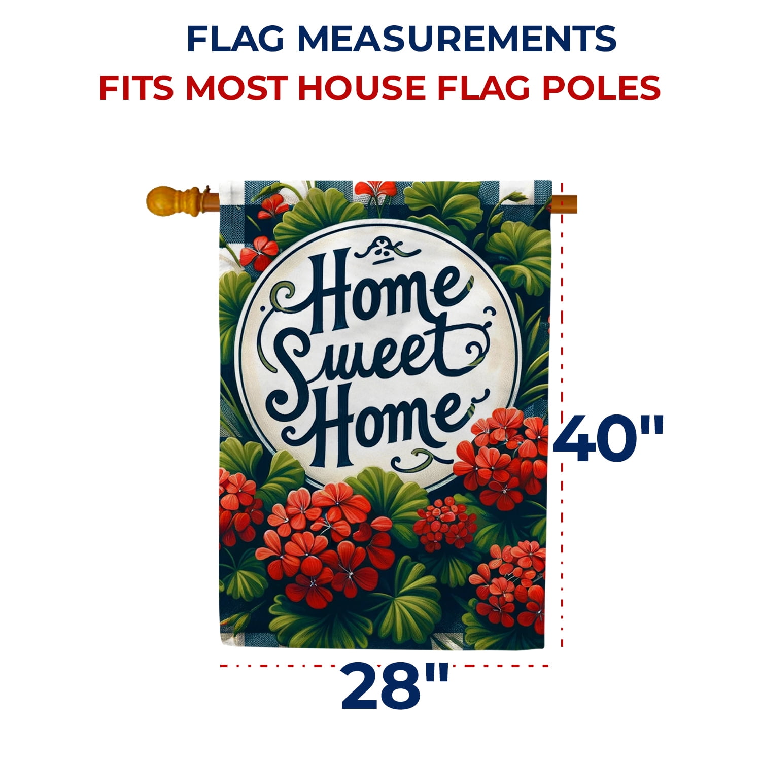 America Forever Home Sweet Home House Flag, 28x40 inch Double Sided, Spring Summer Floral Decor, Welcome Yard Flag New Home Seasonal Holiday Porch Outdoor Decoration