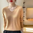 thumbnail image 3 of PIKADINGNIS New Autumn V-Neck Knitted Sweater Women Casual Solid Long-Sleeved Basic Sweaters Female All-match Thin Loose Pullovers, 3 of 6