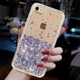 thumbnail image 6 of Luminous Case for iPhone 7 / iPhone 8 / iPhone SE 2022 & 2020, Glow in the Dark Fluorescent Glitter Case for Women Girls, Bling Sparkle Lightweight Slim Shockproof Protective Phone Cover, Purple, 6 of 6
