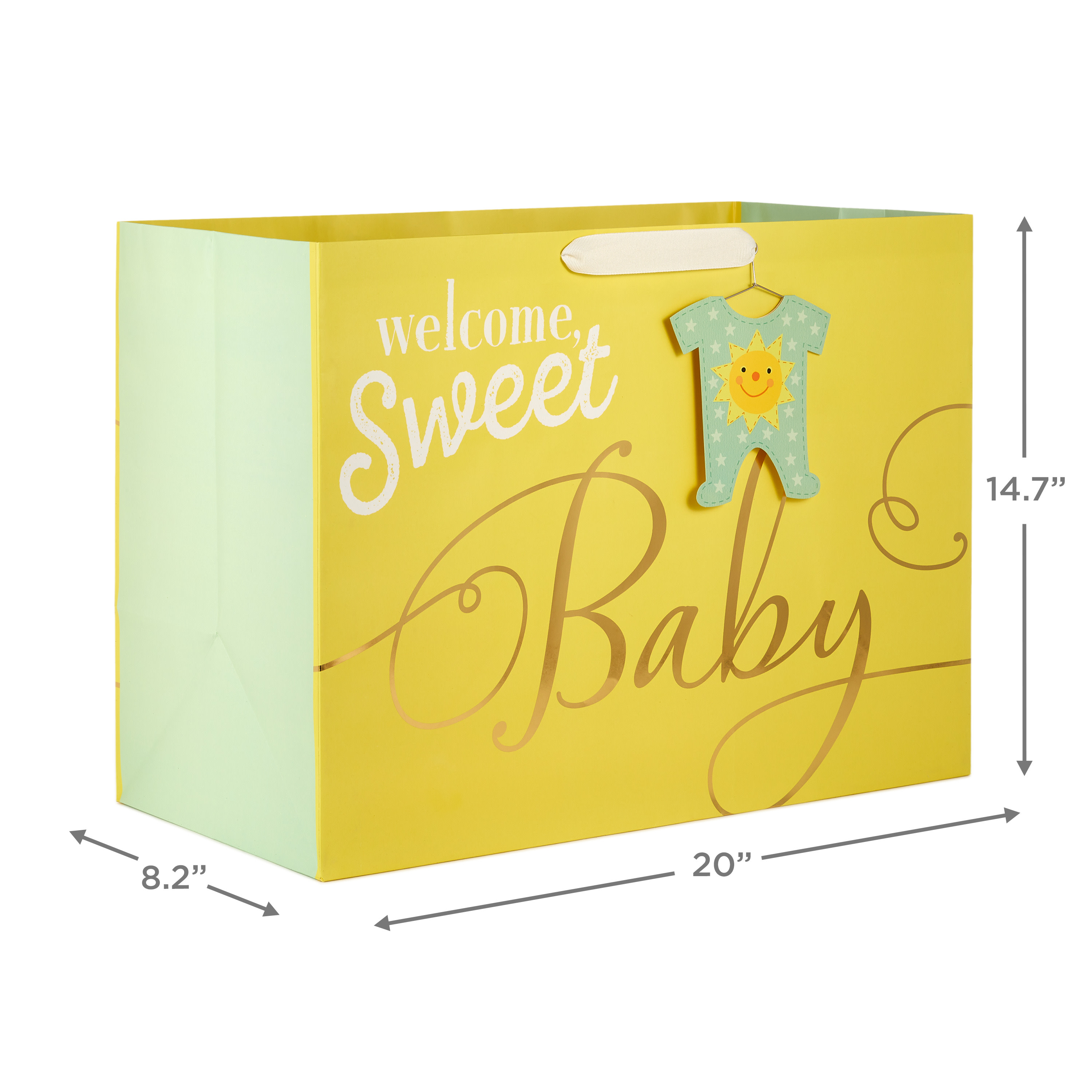 Hallmark Jumbo Horizontal Gift Bag (Welcome Sweet Baby on Yellow)