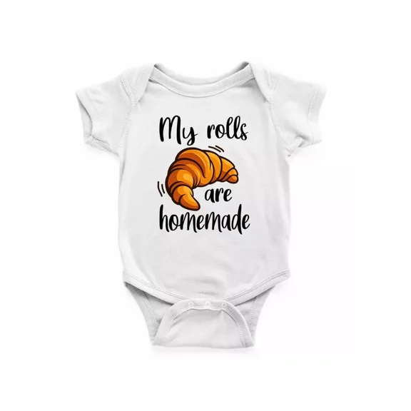 My Rolls Are Homemade Bodysuit, Croissant Baby Bodysuit, Funny Baby Clothes, Fun Cute Baby Onesie, BABY BODYSUIT LAT 4424